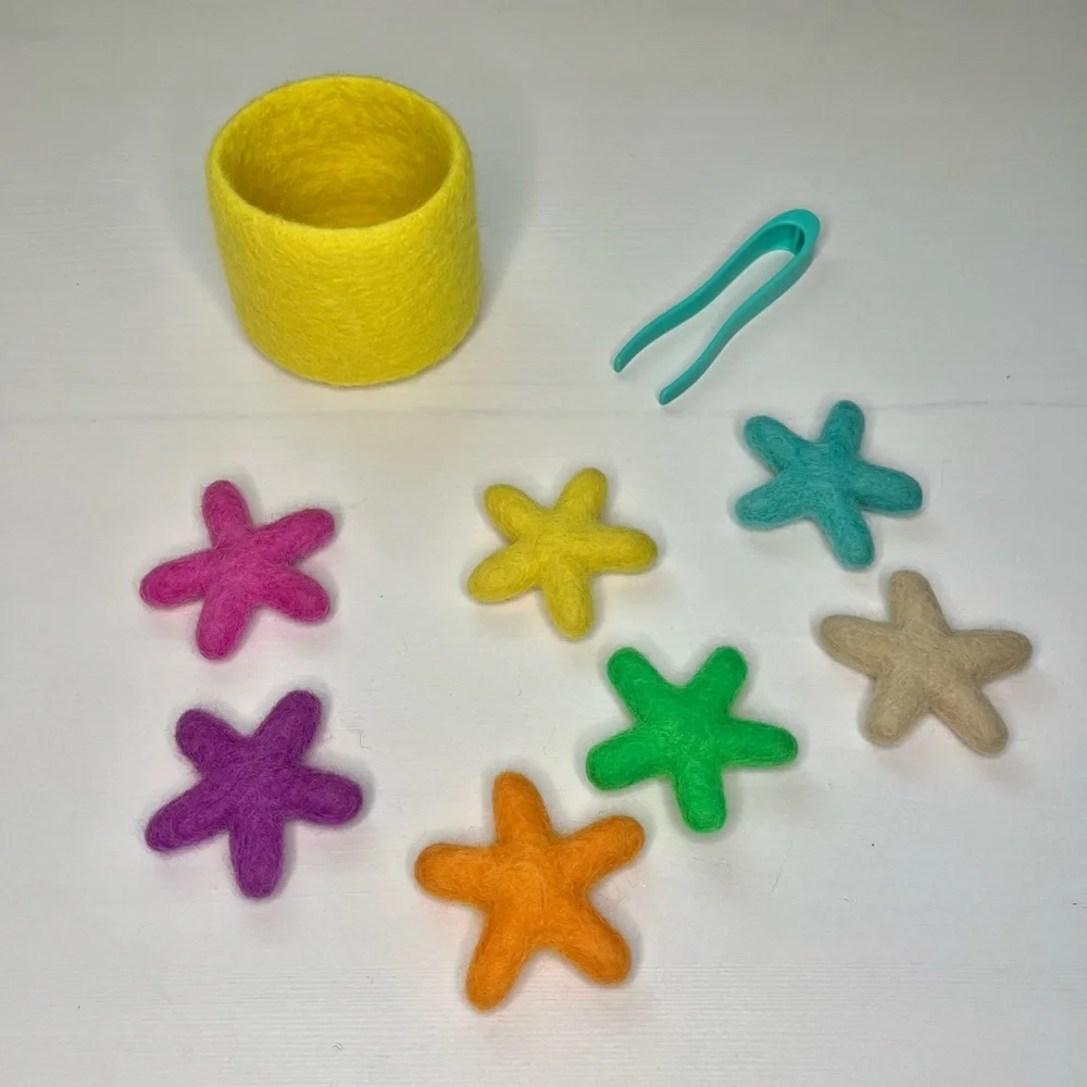 Lovevery Transfer Tweezers & Felt Stars from The Companion Play Kit